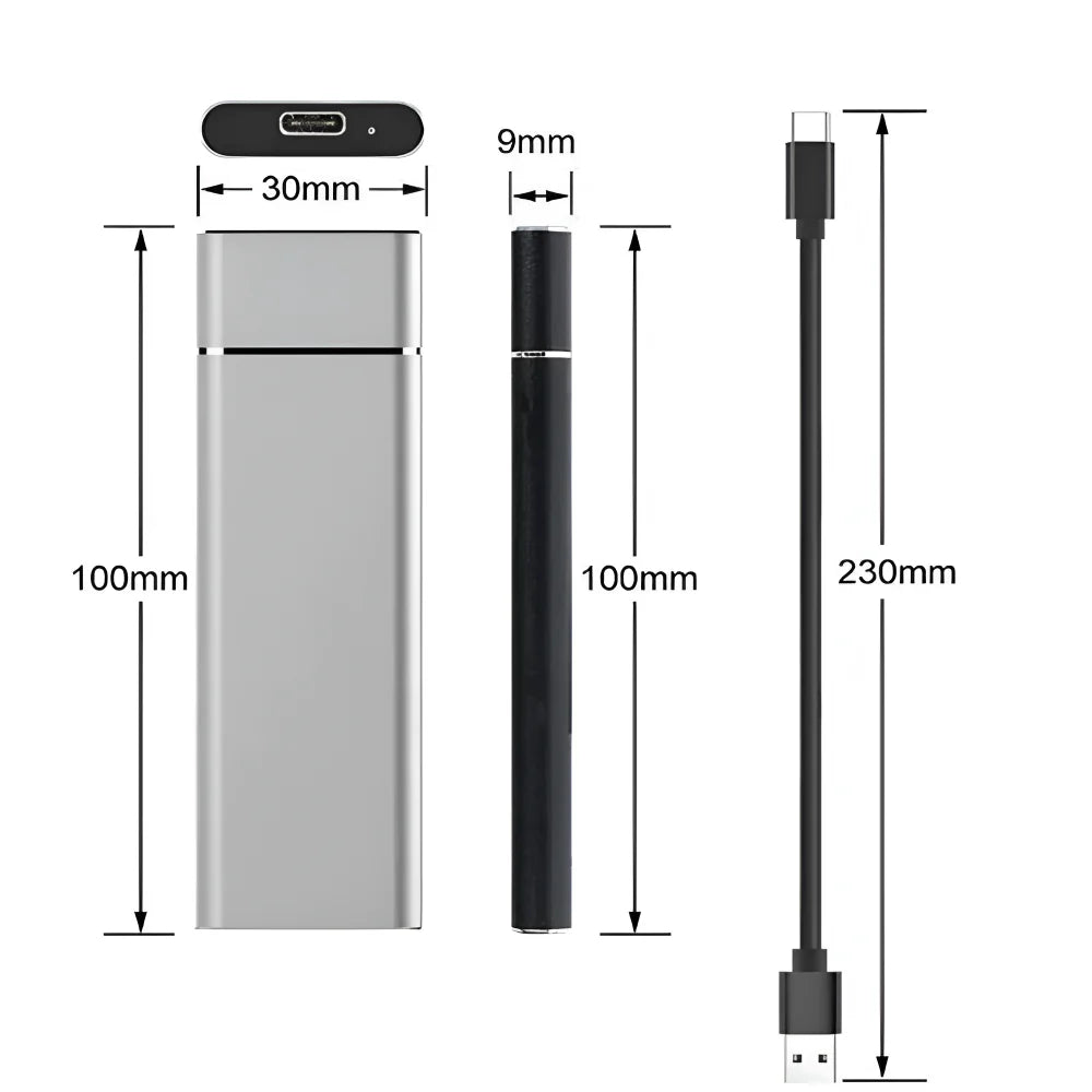 Disco Duro Externo Portátil USB Diseño Delgado de Aluminio para Almacenamiento
