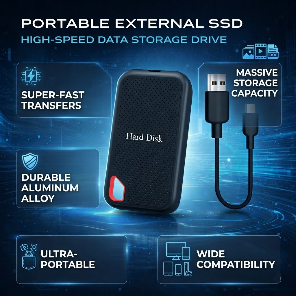 Disco Duro Externo Portátil SSD Almacenamiento de Datos de Alta Velocidad