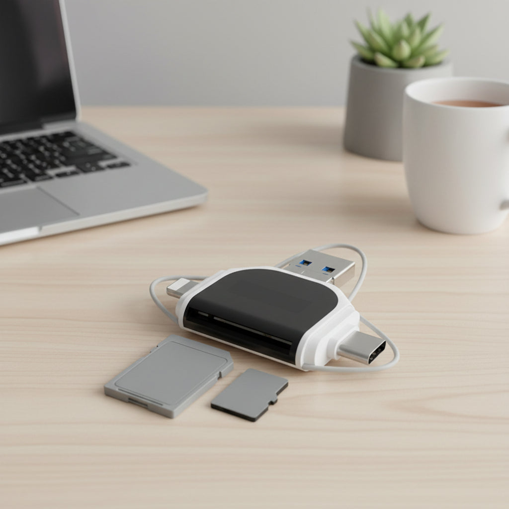 Adaptador Lector de Tarjetas 4 en 1 USB C SD Micro SD Transferencia de Datos
