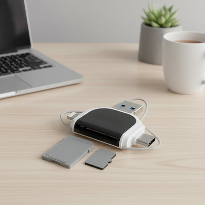 Adaptador Lector de Tarjetas 4 en 1 USB C SD Micro SD Transferencia de Datos