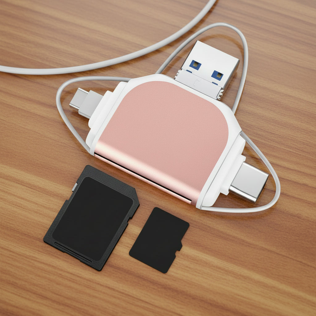 Adaptador Lector de Tarjetas 4 en 1 USB C SD Micro SD Transferencia de Datos