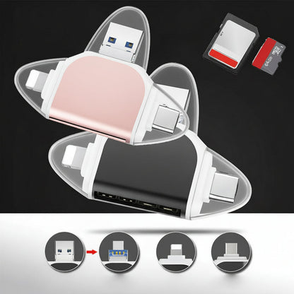 Adaptador Lector de Tarjetas 4 en 1 USB C SD Micro SD Transferencia de Datos